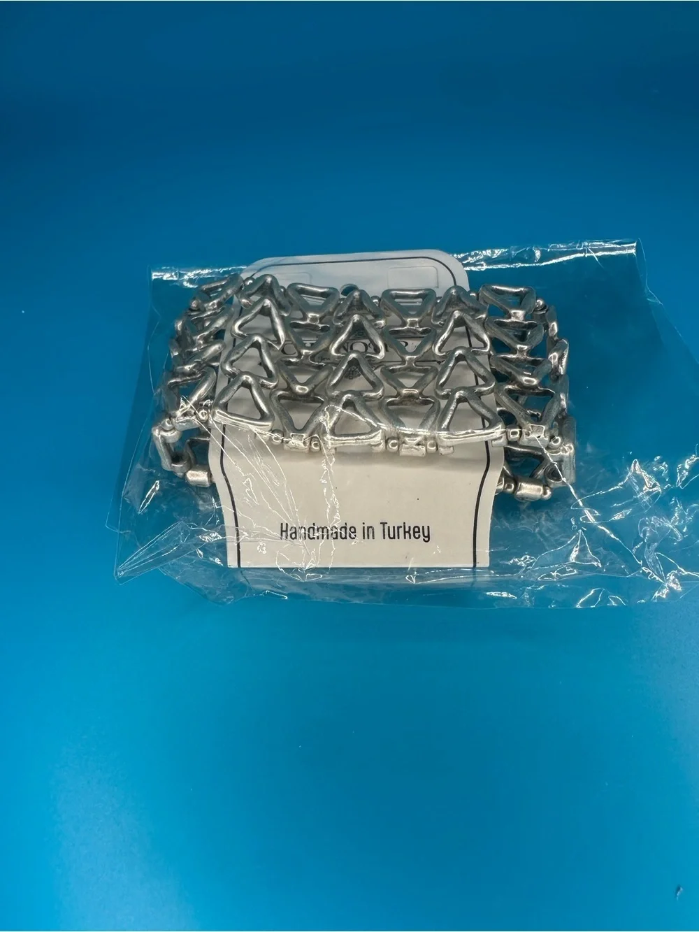 Sterling-Style Silver Triangle Link Stretch Bracelet